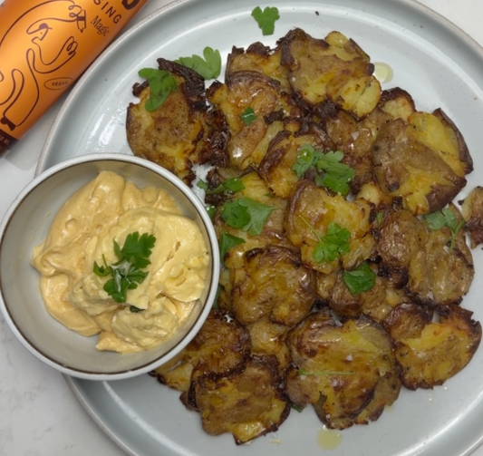 Smashed Crispy Potatoes with Miso Butter