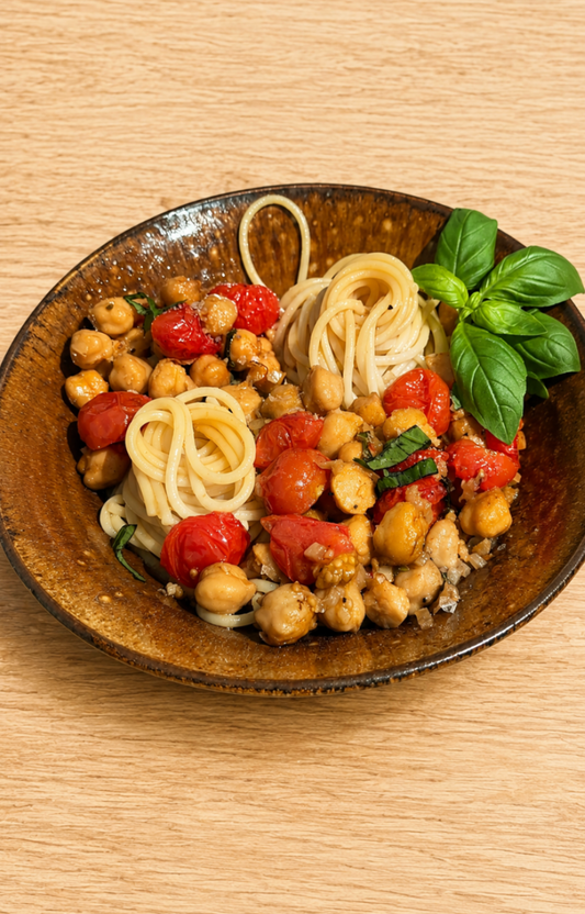 Spaghetti with Chickpeas & Tomatoes