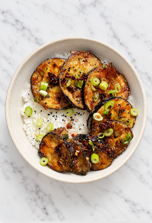 MISO MAGIC AUBERGINE WITH FLUFFY RICE