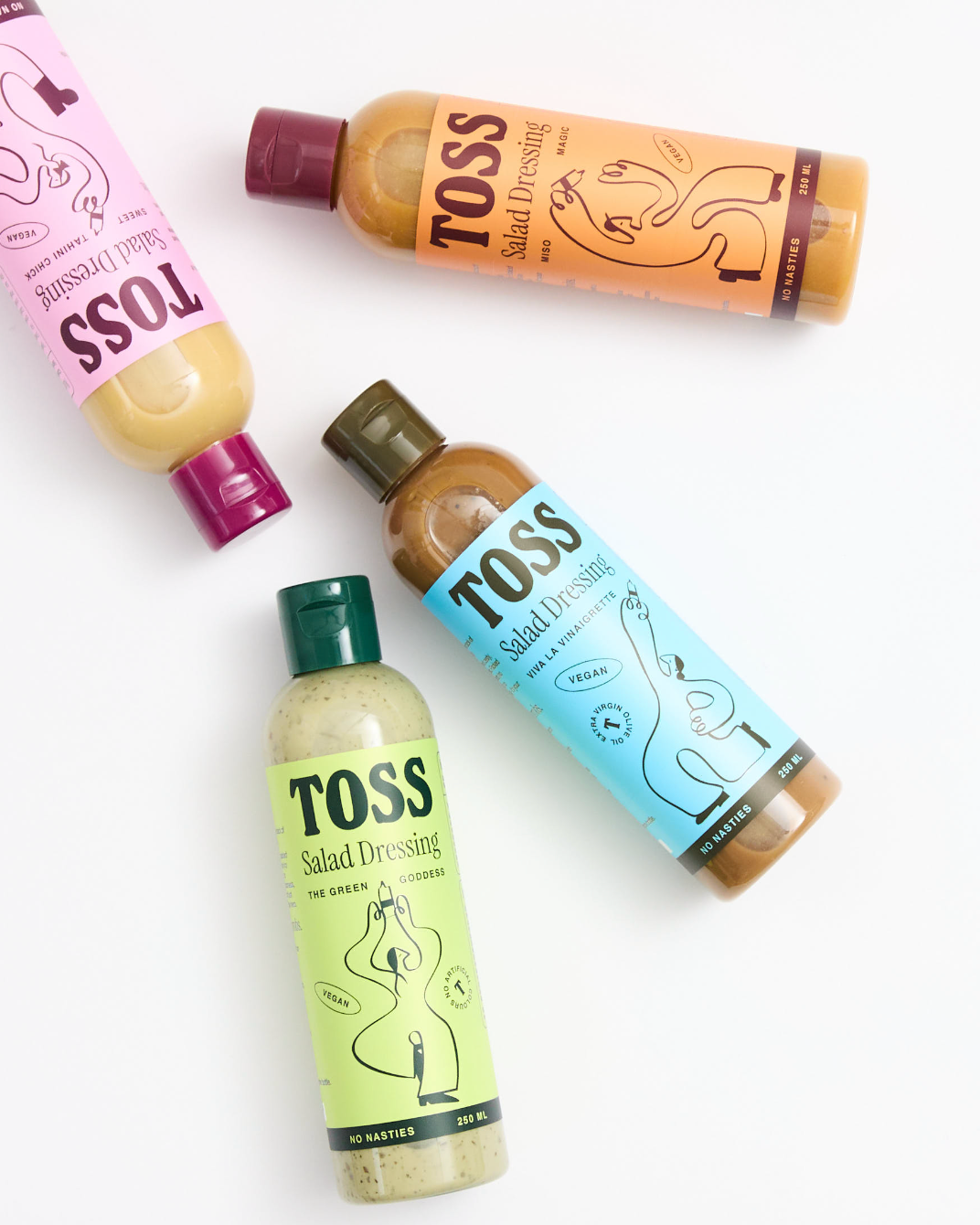 MISO MAGIC • SWEET TAHINI CHICK • GREEN GODDESS • VIVA LA VINAIGRETTE